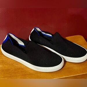 Rothys Black Knit Round Toe Slip On Sneakers Comfort Washable Shoes Size 9.5